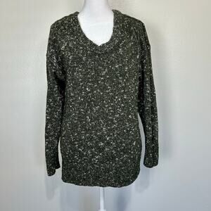 Old Navy Green Oversized Tunic Cotton Blend Sweater XS Women V Neck Long Sleeves